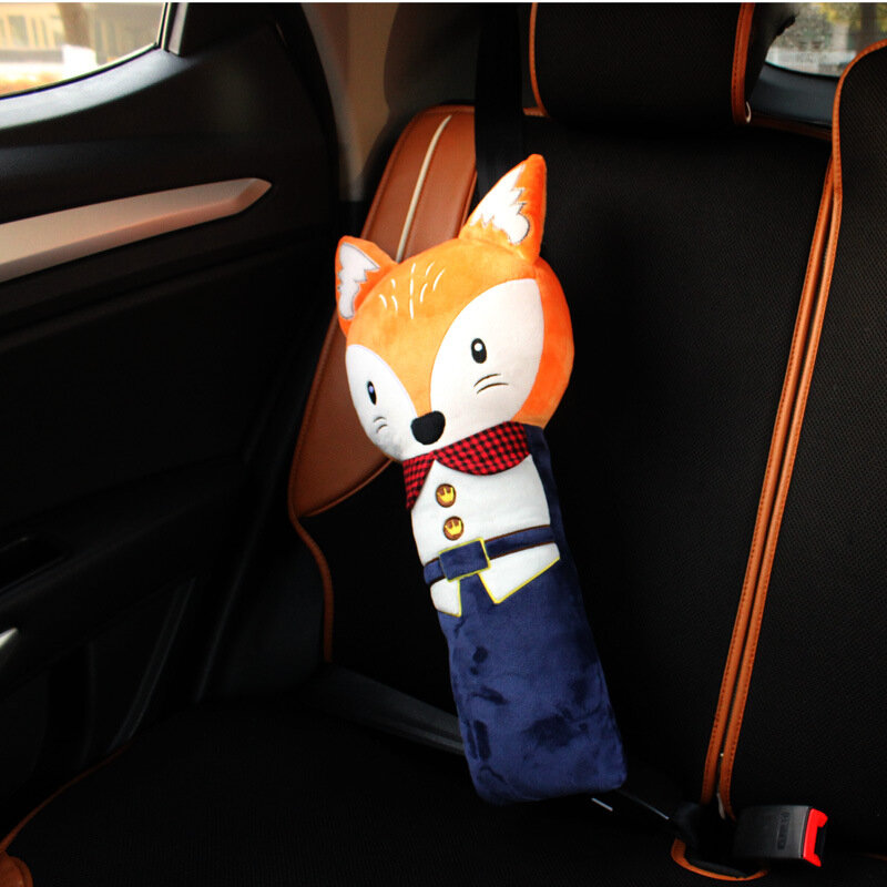 Funda de cinturón de seguridad de coche de dibujos animados para niños, almohada suave, almohadilla de hombro para niños, adornos de muñecas de juguete de felpa