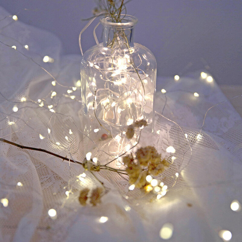 Cadena de luces LED de alambre de cobre, 1M, 2M, 3M, 5M, 10M, tapón de botella USB, iluminación de vacaciones, guirnalda de hadas para decoración de fiesta de árbol de Navidad