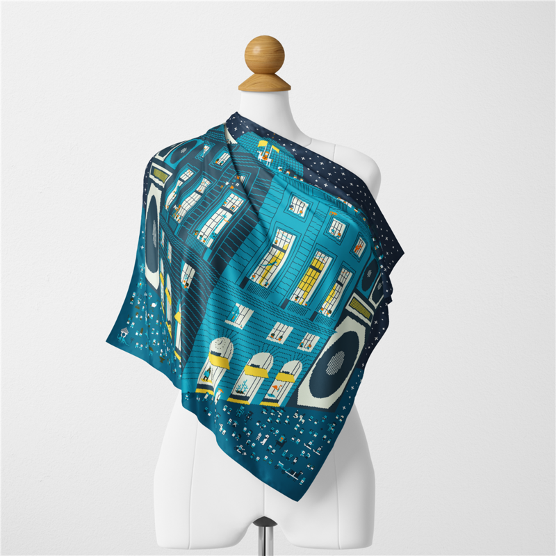 Bufanda de seda de sarga para mujer, pañuelo cuadrado de pintura, Bandana pequeña, Hijab, corbata, diadema, 53CM