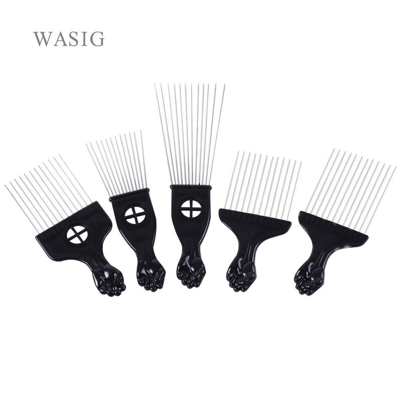 Peigne de cheveux Afro en métal noir, pour Salon de coiffure, outil de coiffure