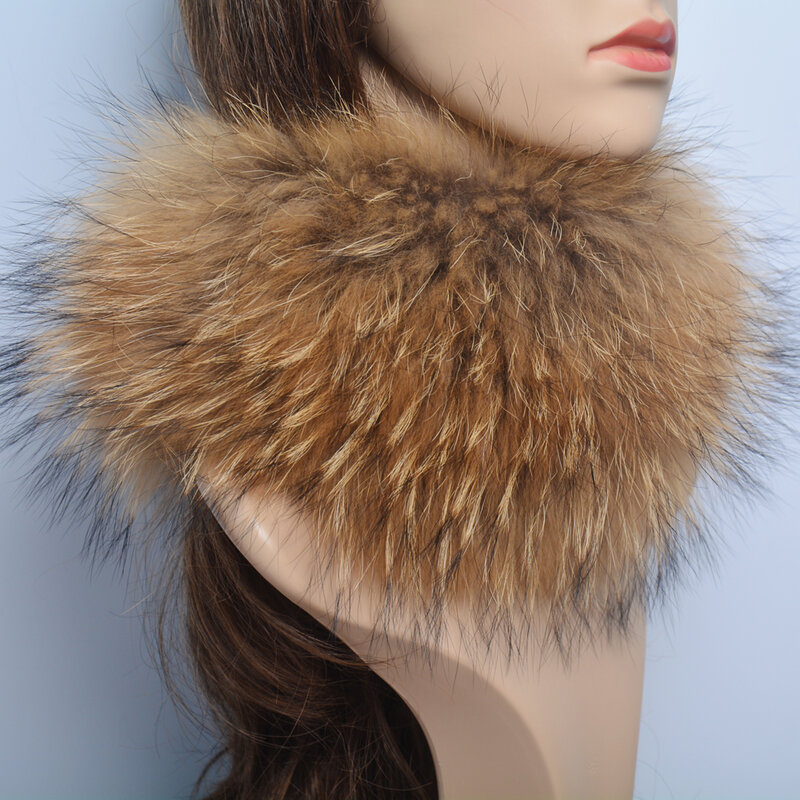 Bufanda de piel de zorro Real para mujer, diadema de punto suave y cálida, buena elasticidad, anillo de piel de zorro genuino, 2024
