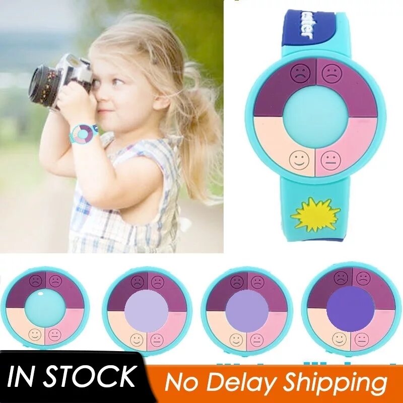 어린이 야외 UV 테스트 팔찌 손목 시계 EP PVC 부드러운 고무 핸드 스트랩, 환경 친화적 실리콘 팔찌