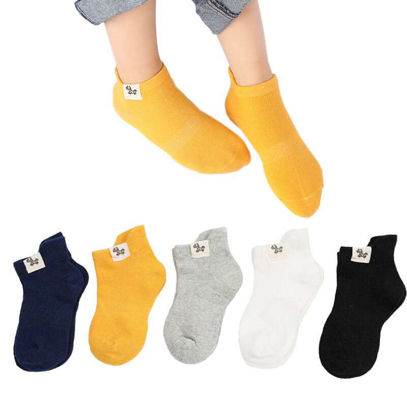 10 pezzi = 5 paia di calzini in morbido cotone per bambini primavera e autunno calzini corti per ragazze con calzini per ragazzi 1-10 anni calzini sportivi per bambini