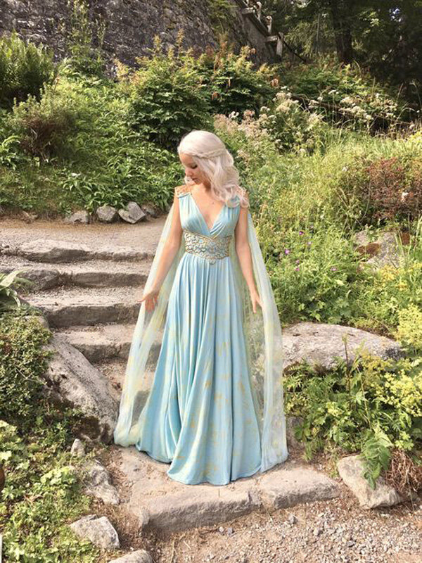 Mutter der Drachen Game of Thrones Daenerys Targaryen Dame Fancy Dress Up Kostüm Halloween Cosplay Blau