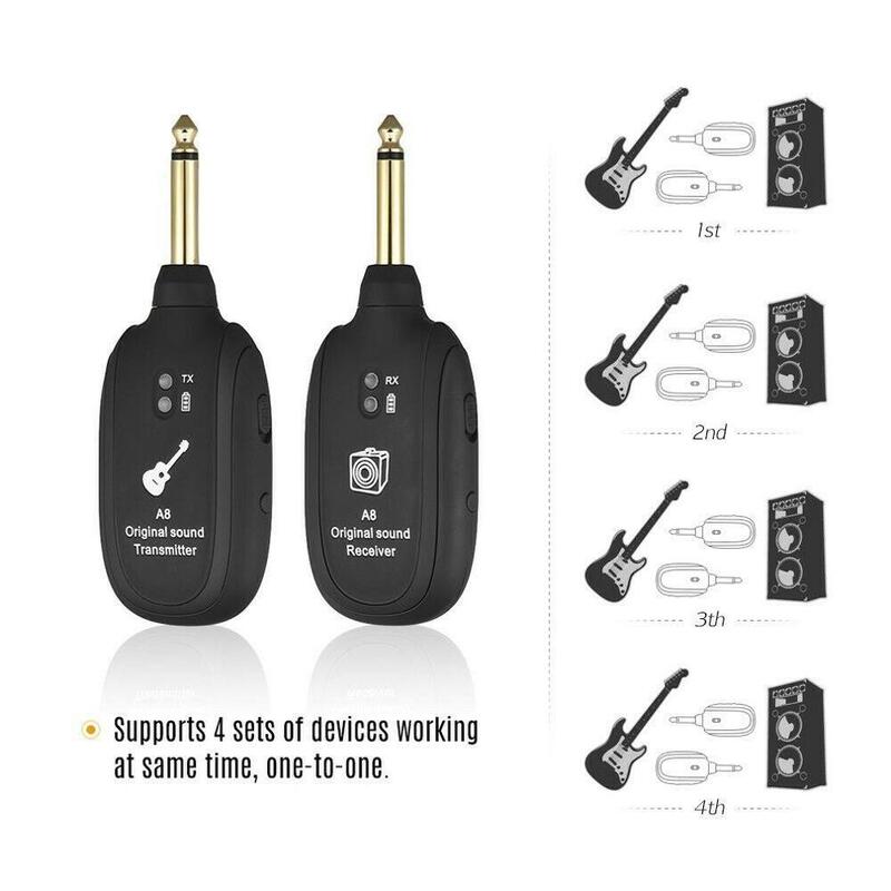 A8 UHF Wireless Guitar System Transmitter Receiver 50M for Electric Bass
