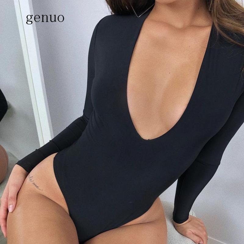 Body feminino manga comprida preto, peça body sexy decote v básico justo