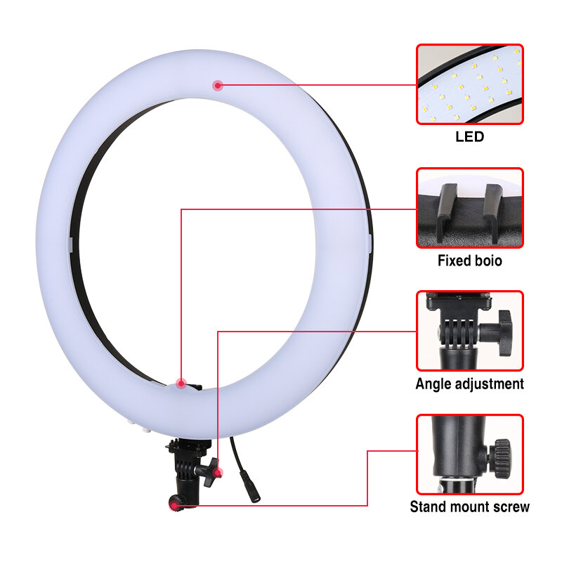 Yizhedstudio LED anillo luz 18 pulgadas regulable 60w anillo luz con 2M trípode para YouTube Video fotografía anillo lámpara con bolsa de transporte