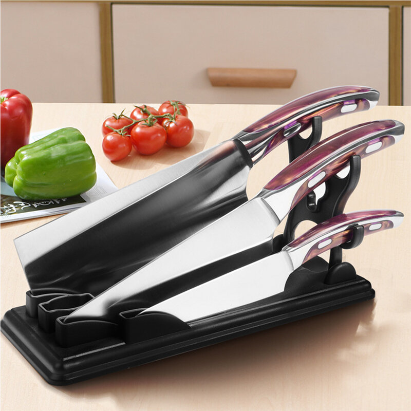 Aço inoxidável faca de cozinha japonês chef faca fatiada faca de cozinha tesoura faca de frutas conjunto combinação facas de cozinha
