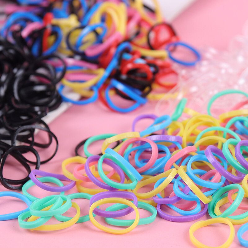 300PCS/Lot Girls Colorful Small Thicken Disposable Rubber Bands Gum For Ponytail Holder Elastic Hair Bands Fashion Hair Accessor