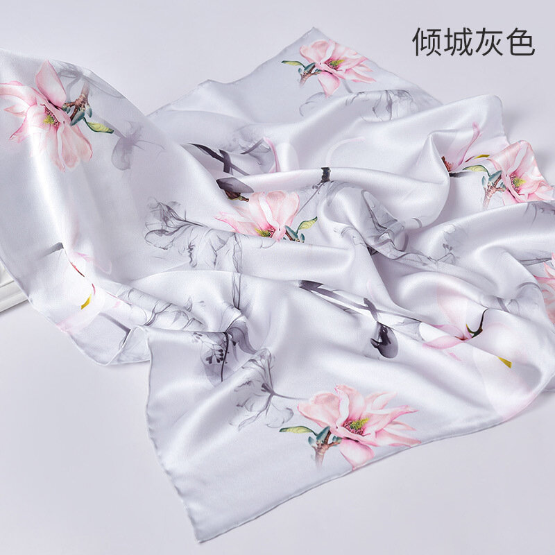 Kms 100% lenço de seda de amoreira feminino pequeno lenço quadrado profissional 65*65cm