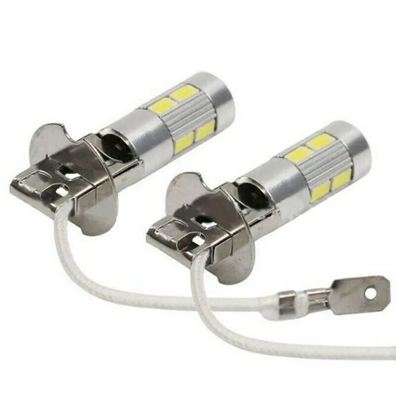 Lâmpadas de luz de neblina frontal automotiva, lâmpada led para automóveis h1 h3, drl 5630 10smd branca dc 12v, 10 peças