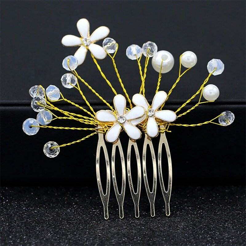 Molans Pearl Crystal Wedding Hair Combs Hair Accessories for Bridal Flower Headpiece Women Bride Hair ornaments Leaves Jewelry