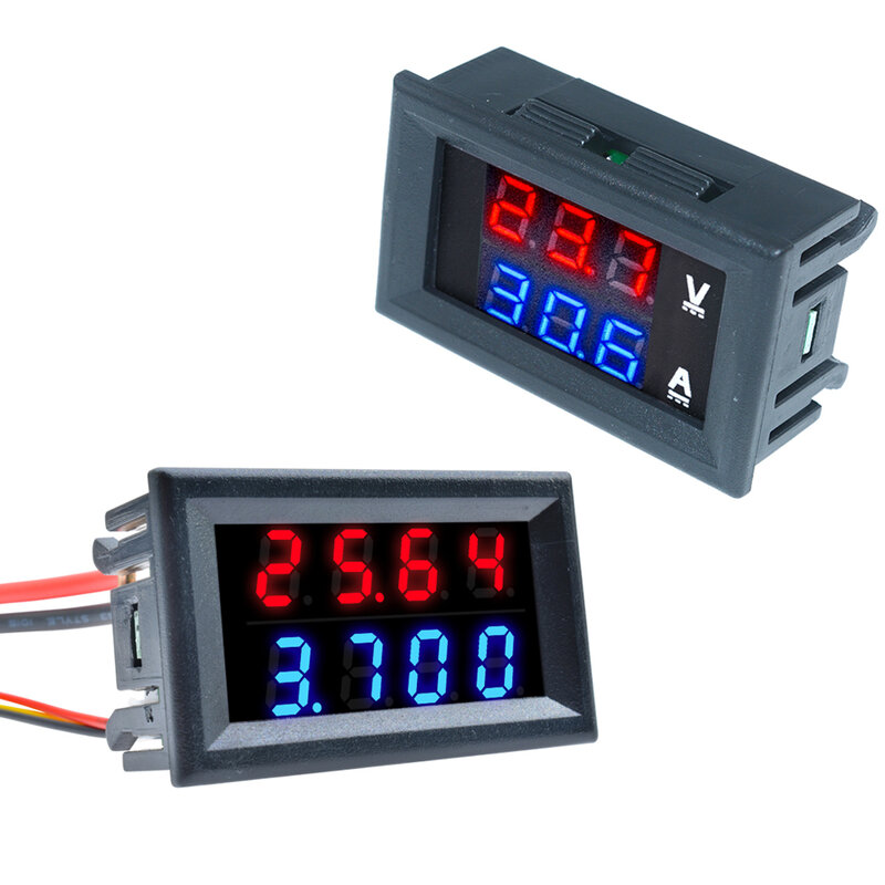 Mini voltmètre numérique à 5 fils, 0.28 pouces DC 0-100V 10A, ampèremètre, tension, courant, testeur, panneau à double affichage DC 5V