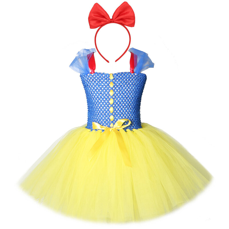 Костюм принцессы для маленьких девочек платье Белоснежки для костюмированной вечеринки, платья-пачки для девочек детская одежда из тюля длина до колена
