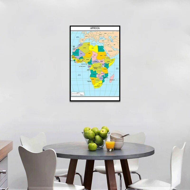 Mapa política de África, carteles e impresiones, lienzo no tejido, suministros de enseñanza escolar, 42x59cm, versión 2013