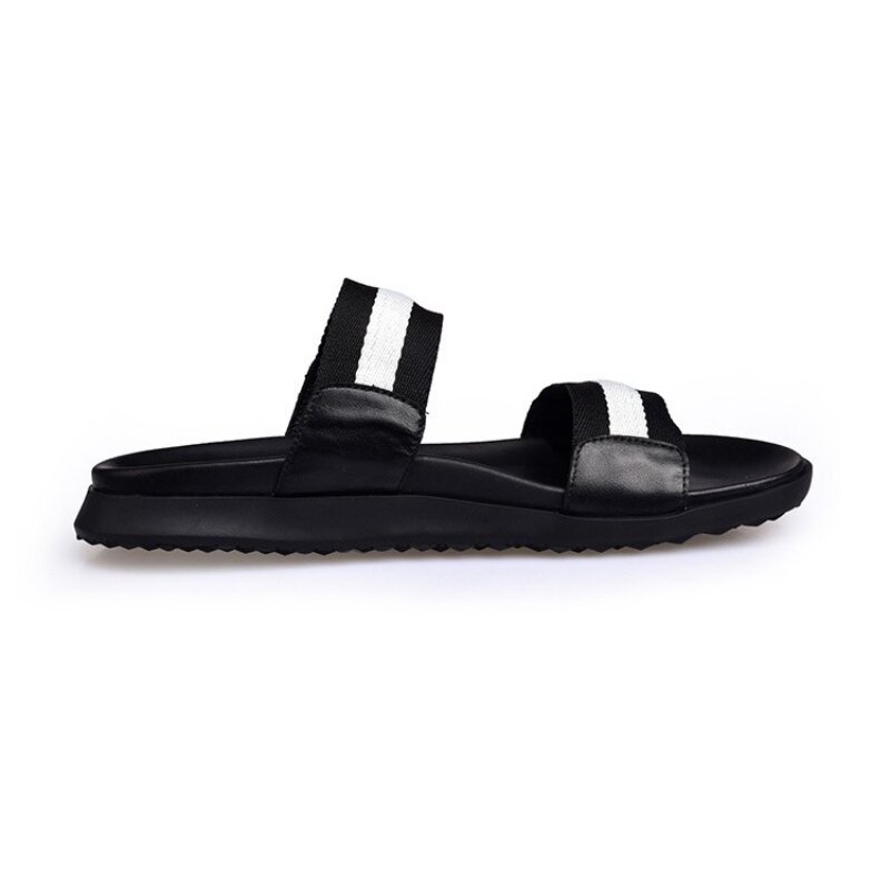 Chinelos de praia homens personalizado moda ao ar livre verão antiderrapante sandálias planas 100% couro real confortável dedo do pé aberto