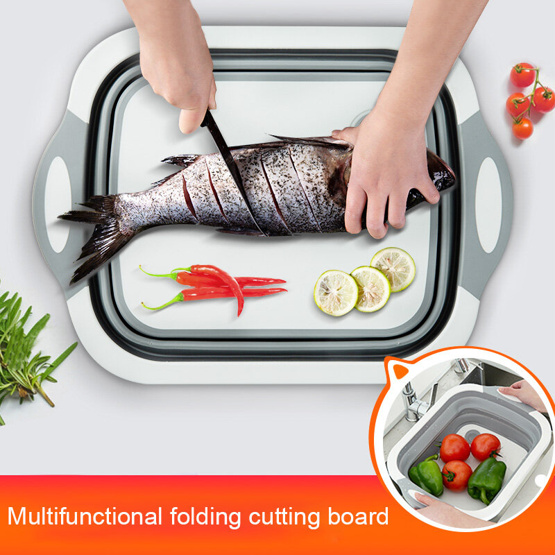 Multifunction Collapsible Cutting Board Dish Tub 3 In 1 Folding Sink Drain Basket Travel Outdoor Camp Portable Basins #1