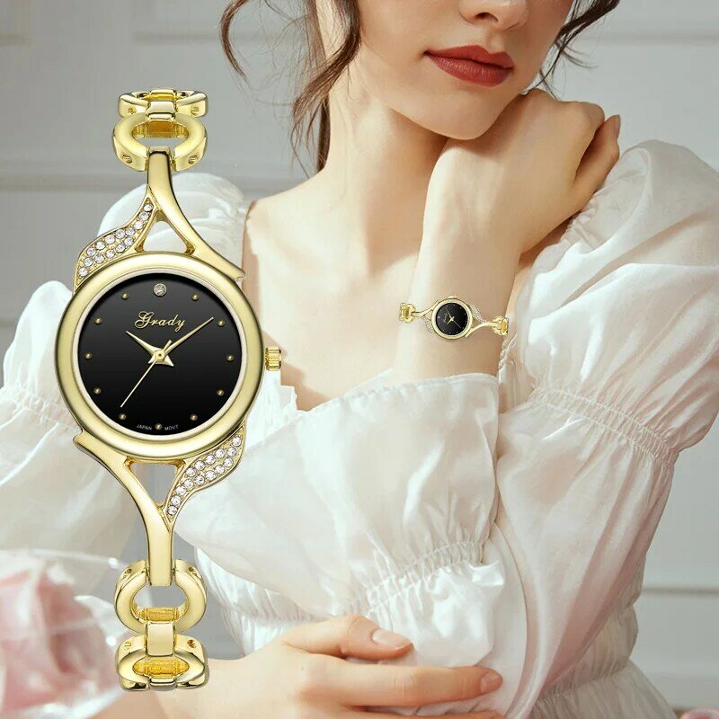 ผู้หญิงหรูหรานาฬิกาผู้หญิงนาฬิกาจัดส่งฟรีของขวัญภรรยาแฟชั่นเพชรควอตซ์นาฬิกาโซ่นาฬิกาข...