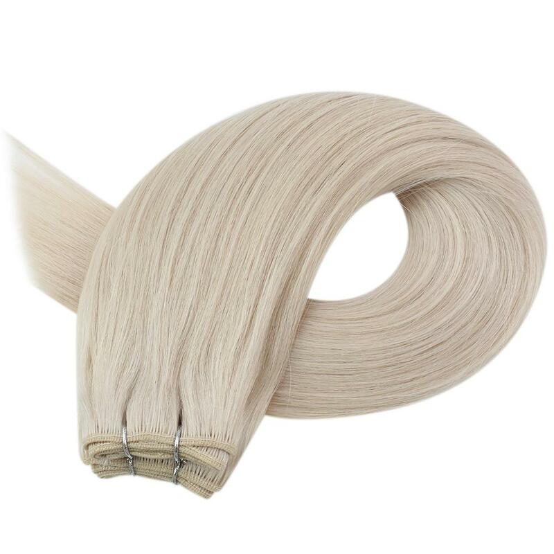 Moressoo-extensiones de cabello humano 100% Real, pelo virgen, liso, 14-22 pulgadas, Invisible, Natural, paquete de costura