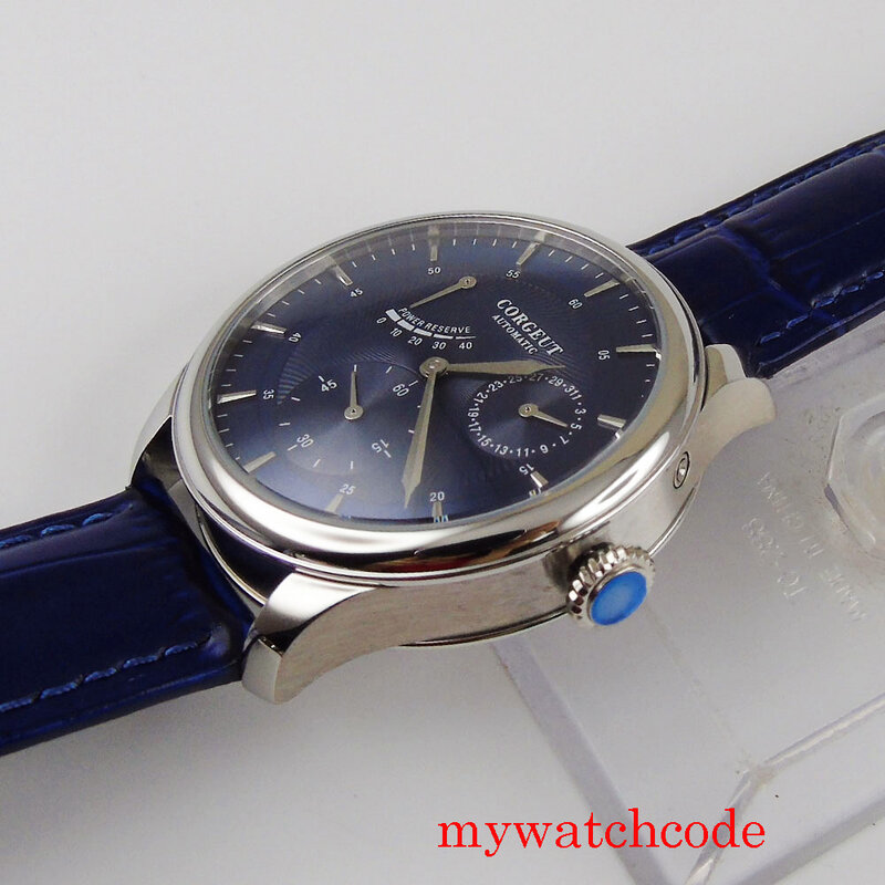 Мужские наручные часы CORGEUT 42 мм с намоткой, спортивные винтажные наручные часы с календарем из розового золота ST1780, мужские часы 48 часов