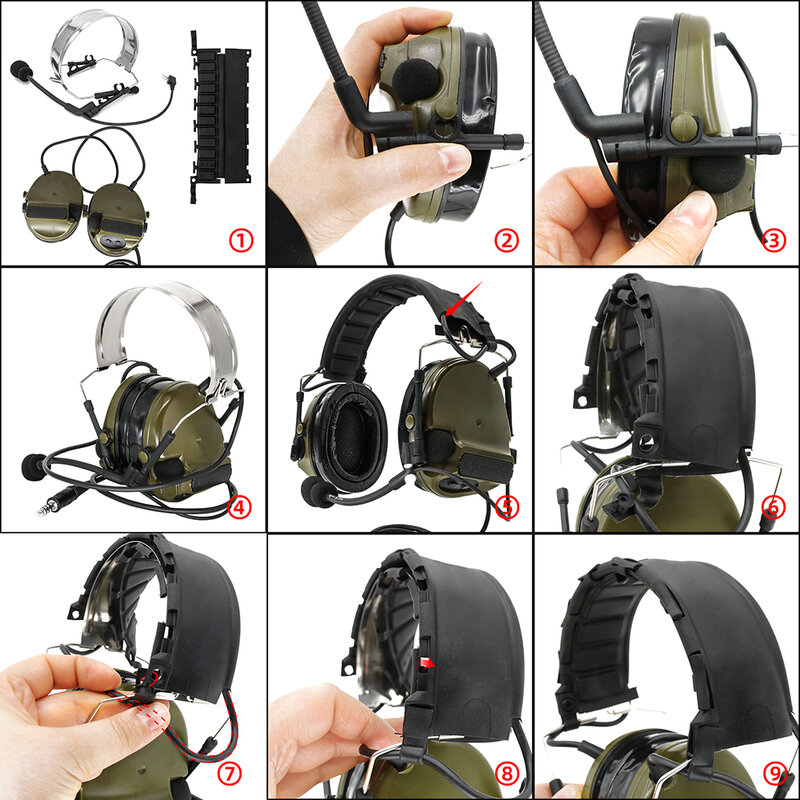TAC-SKY COMTAC New Detachable Headband Silicone Earmuffs Military Noise Reduction Tactical Headphones Comtac iii / C3 Headset