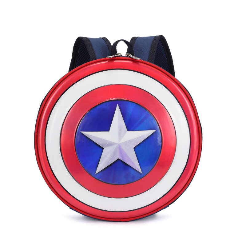 Perisai Captain America Ransel Kartun Mini Sekolahnya Perjalanan Bulat Tas fashion tahan air Olahraga Pack