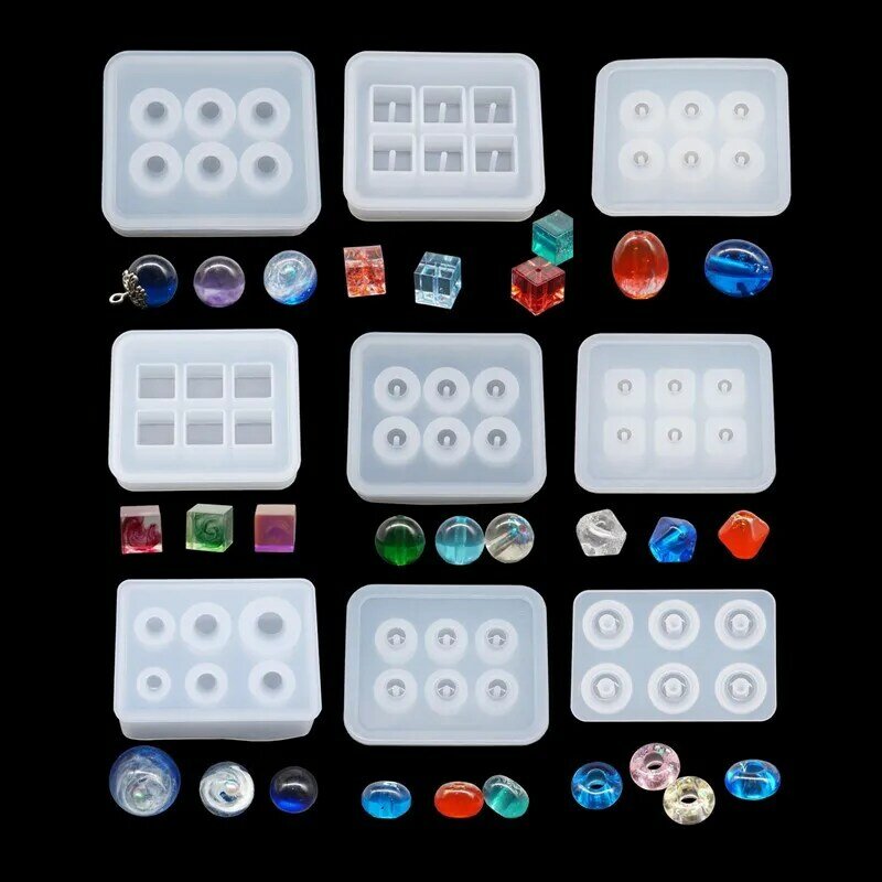 SNASAN Silicone Mold For Jewelry Beads 9mm12mm 16mm Cube Ball 6 Compartment Epoxy Resin Silicone Mould Handmade DIY Material