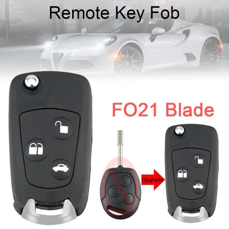 3 Tombol Casing Kunci Flip Remote Lipat Flip Modifikasi Mobil dengan Pisau FO21 untuk Ford Mondeo Fiesta Focus KA Transit 2002-2012