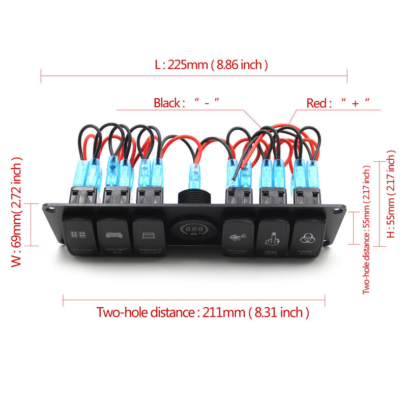 Interruptor basculante con voltímetro LED para coche, Panel de interruptor con 6 entradas, 12V, 2022