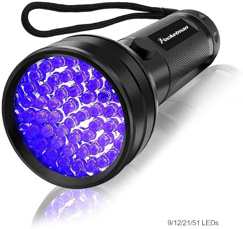 คุณภาพสูงแสงสีดำแสง UV 51LED 21LED 12LED แสง UV 395-400nm ไฟฉาย LED ไฟฉายความปลอดภัย UV การตรวจจับ