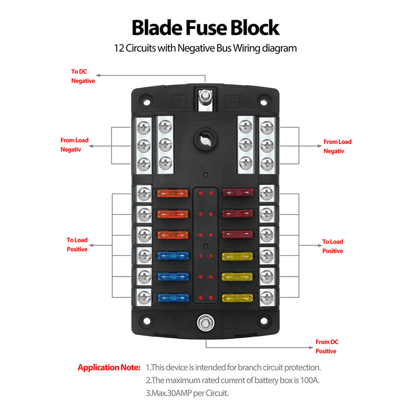 12 WAY Fuse Box with screw Blade Fuses Holder Block Car Fuses Universal Fittment Portable Car Fuse Box fuse clip screw