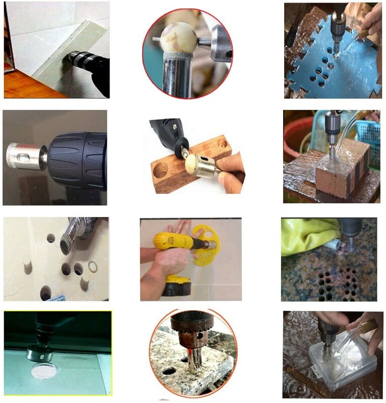 Set Mata Bor Berlian 10 Buah Gergaji Lubang Kaca untuk Ubin Kaca Keramik Botol Marmer DIY,6Mm-50Mm