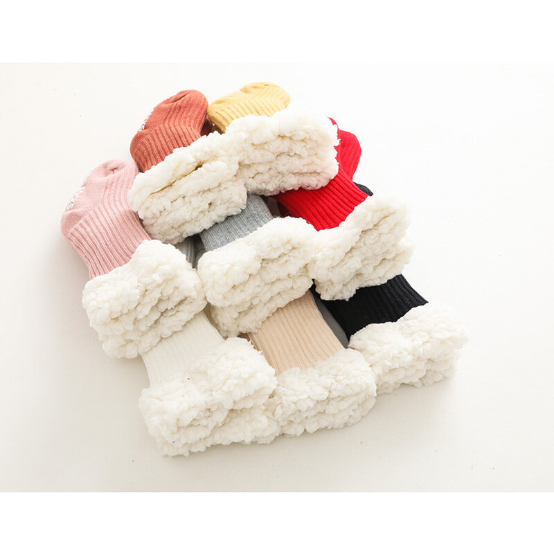 Утепленные детские носки, зимние детские хлопковые термоноски в полоску, теплые нескользящие носки для новорожденных мальчиков и девочек