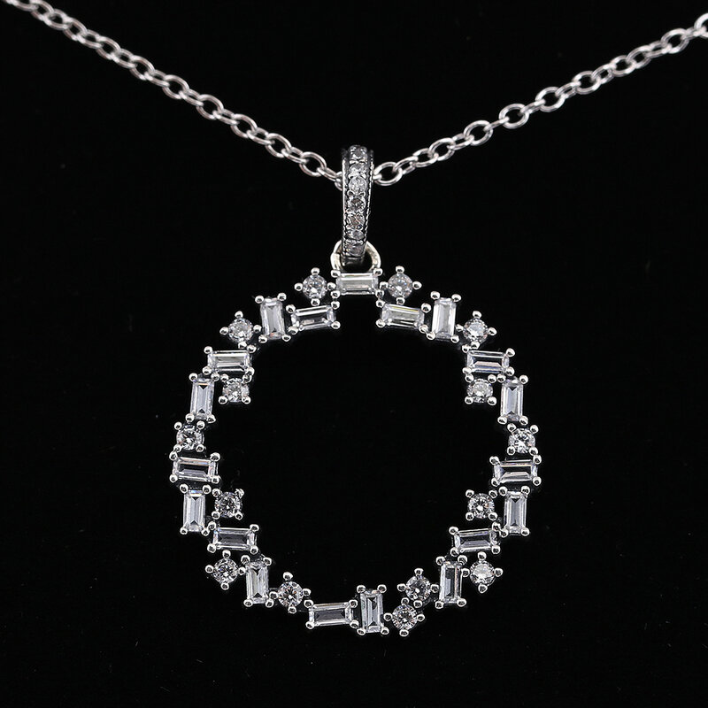Collar de cadena de cristal con patrón de Regal deslumbrante para mujer, joyería de Europa, Collar de plata de ley 925