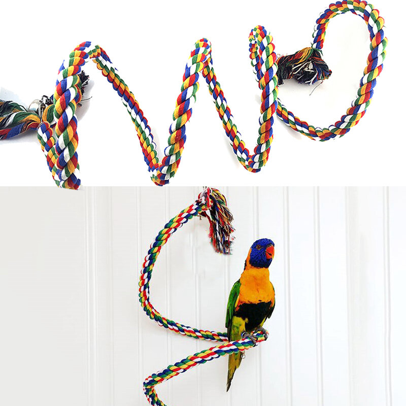 Parrot Rope Toy Braided Parrot Chew Rope Perch  Bird Cage Cockatiel Toy Pet Bird Training Accessories Swing Climbing Supplies