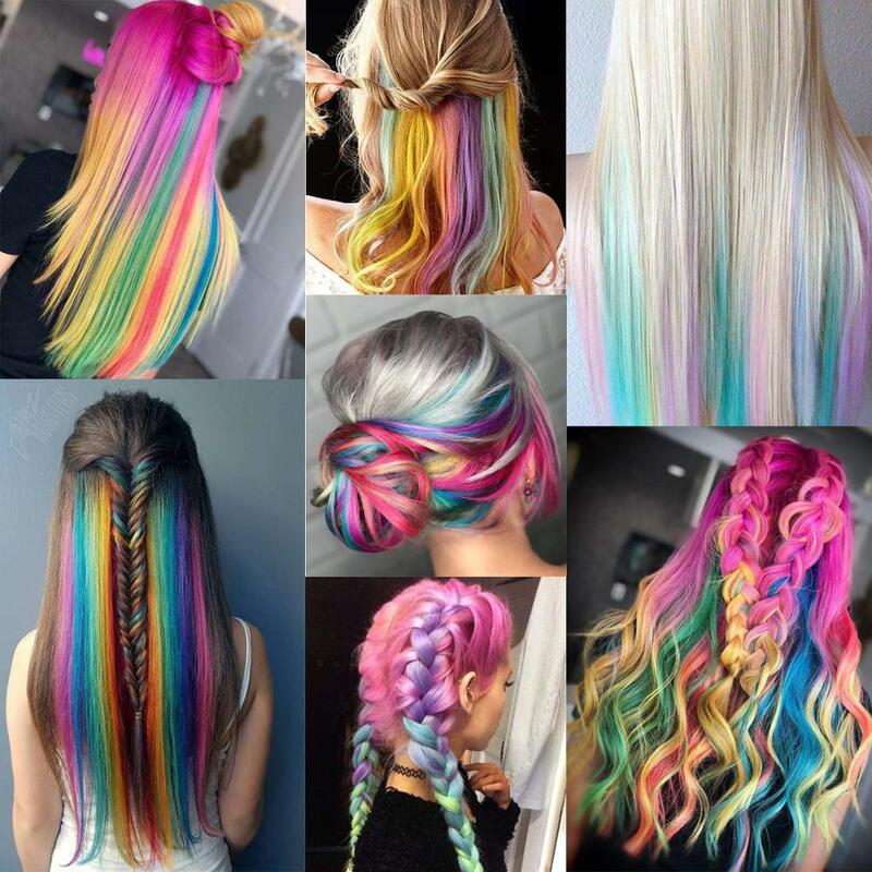 Hebras largas y rectas de colores para cabello, horquillas, Clips falsos sintéticos en extensiones de cabello, hebras falsas de arco iris, Tress