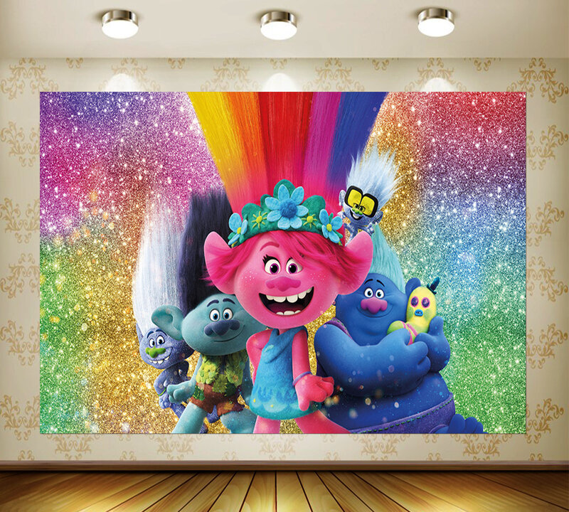 Disney Troll Geburtstag Hintergrund Tuch Geburtstag Party Dekoration Hintergrund Foto Wand Poster kinder Spielzeug Geburtstag Geschenk