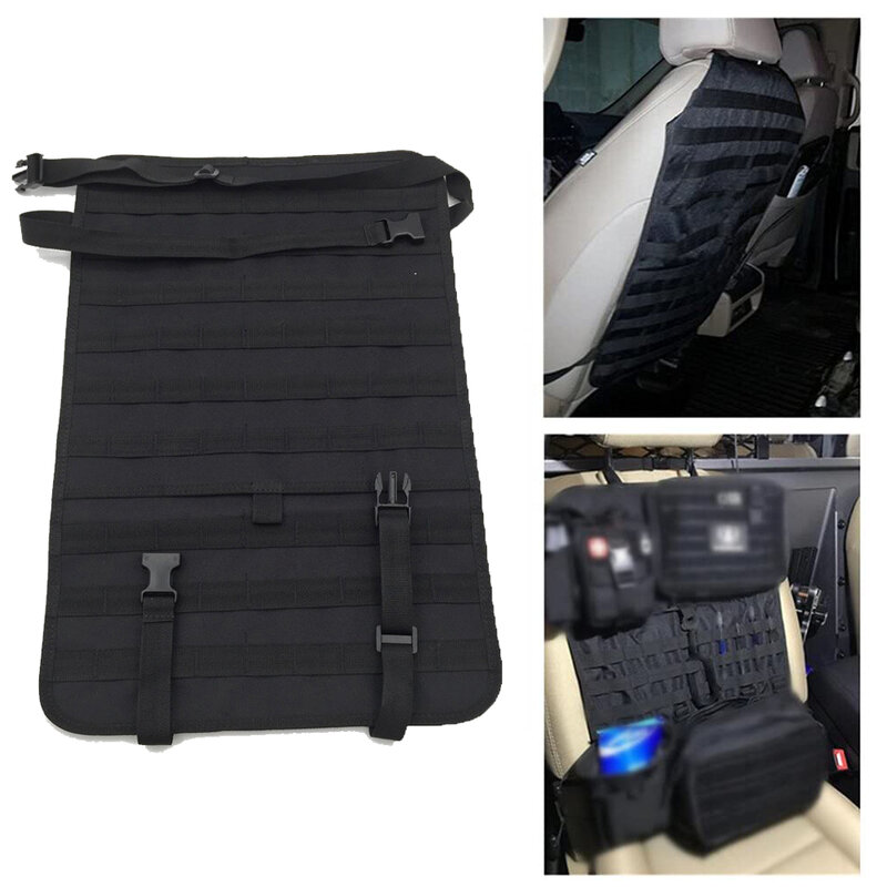 Tactical MOLLE Car Seat Back Organizer, painel do veículo, tampa do assento, protetor, nylon, airsoft, paintball equipamentos, encosto, 55x37cm