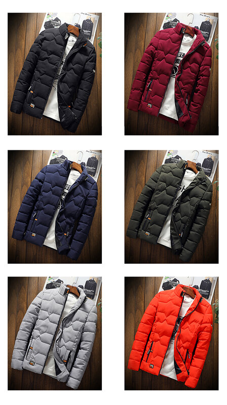 New Winter Jacket Men Fashion Stand Collar Male Parka Jacket Mens Solid Thick Warm Jackets Youth Coats Man Winter Parkas MY330