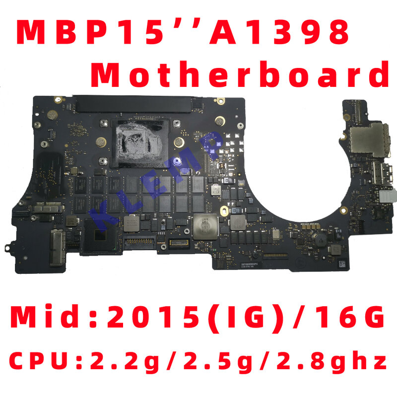 اللوحة الأم A1398 الأصلية لماك بوك برو الشبكية 15 "المنطق مجلس وحدة المعالجة المركزية i7/8GB/16GB 2015 سنوات