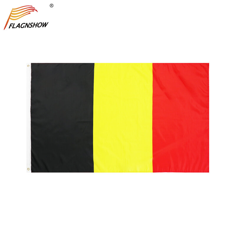 Flagnshow-Bandera de Bélgica de una pieza, 3x5 pies, banderas nacionales belgas colgantes, poliéster, interior y exterior para Decoración