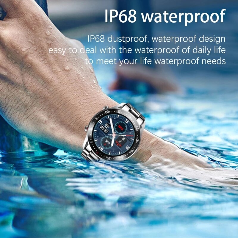 LIGE جديد سوار فولاذي ساعة ذكية الرجال كامل شاشة تعمل باللمس جهاز مراقبة اللياقة الرياضية ساعة IP68 مقاوم للماء ل أندرويد iOS رجل Smartwatch