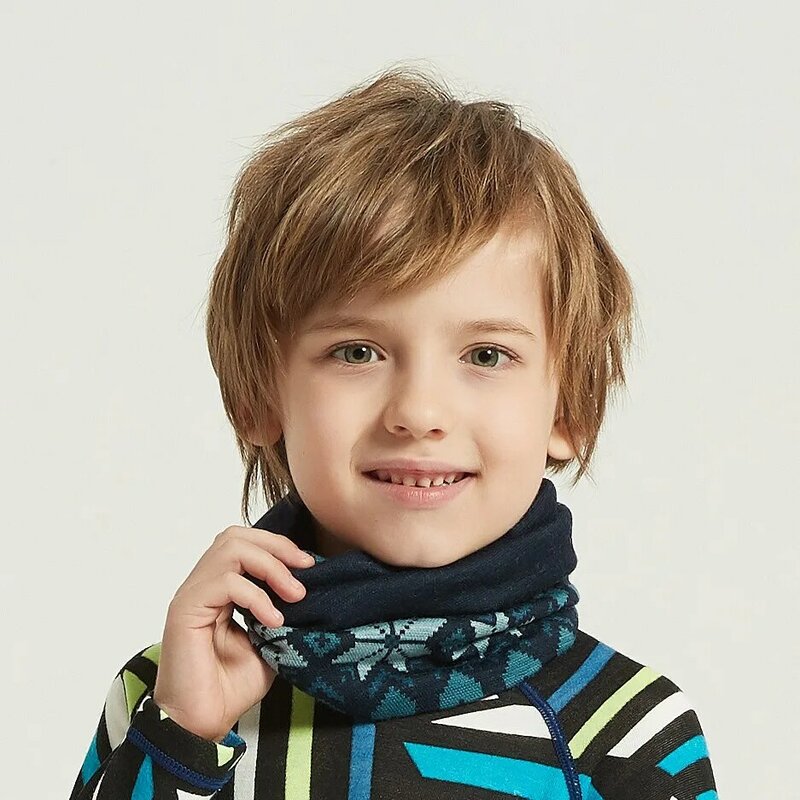 Детский шарф-трубка из 100% мериносовой шерсти, повязки на голову для мальчиков и девочек, уличный кольцевой шейный платок, глушитель