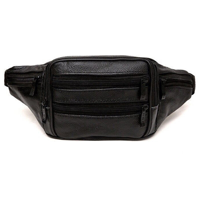 Men's Waist Bag First Layer Cowhide Material British Casual Retro Style High Quality Multifunctional Large Capacity Design