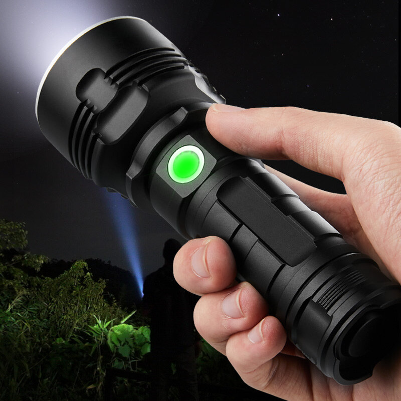 Lanterna de led l2 xhp50, farol tático super potente recarregável usb lâmpada à prova d' água ultra brilhante para acampamento