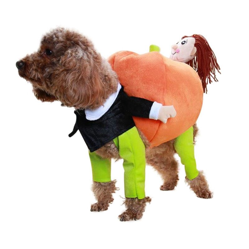 Cão abóbora traje cosplay cão de estimação traje de abóbora terno de halloween roupas para cães festa vestir roupas para cães gato vestuário