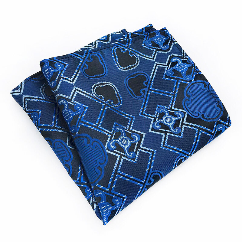 Vangise masculino bolso quadrados padrão sólido lenço azul moda hanky para homem terno de negócios acessórios 25cm * 25cm