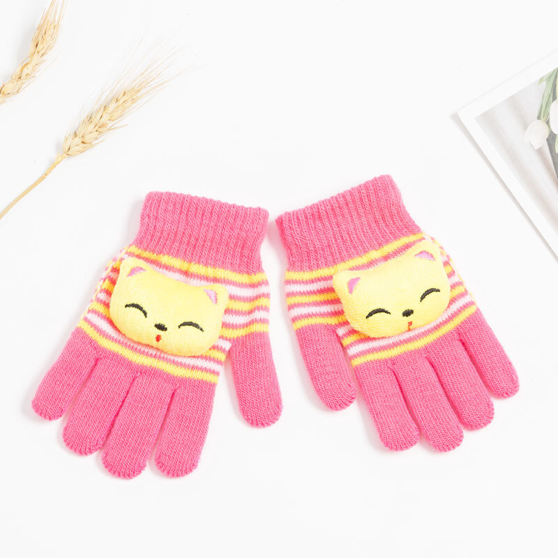 Женские детские зимние теплые плотные перчатки для мальчиков и девочек милые Мультяшные детские варежки перчатки с закрытыми пальцами