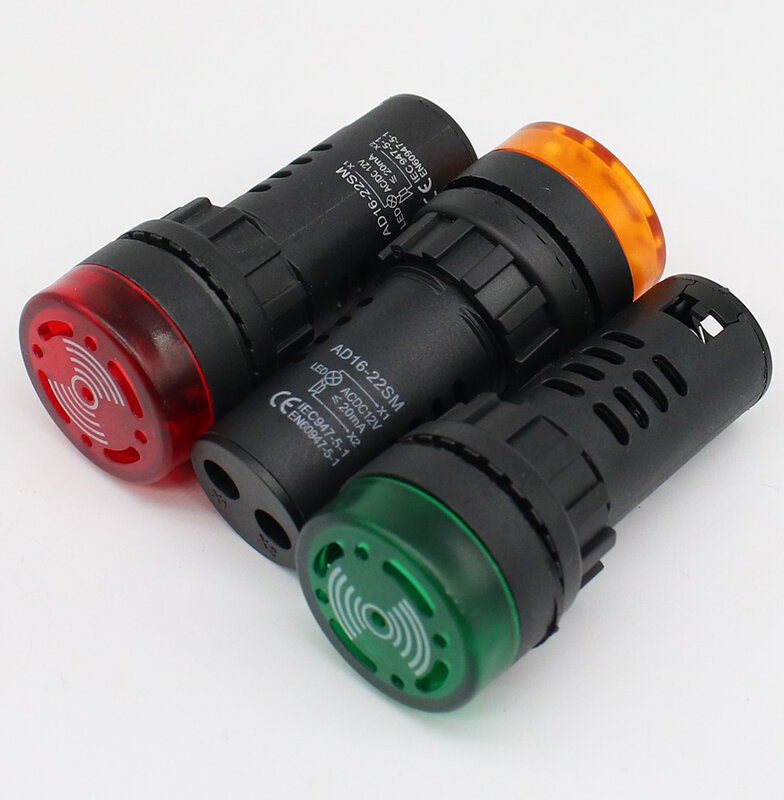 AD16-22SM AC 220V  22mm Flash Signal Light Red LED Active Buzzer Beep Alarm Indicator
