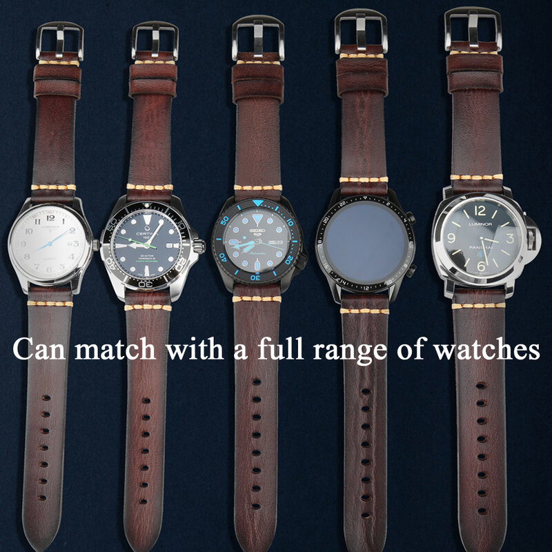 Maikes pulseira de couro genuíno, pulseira de relógio Galaxy, tissote timex omega pulseiras de pulso, 18mm, 20mm, 22mm, 24mm